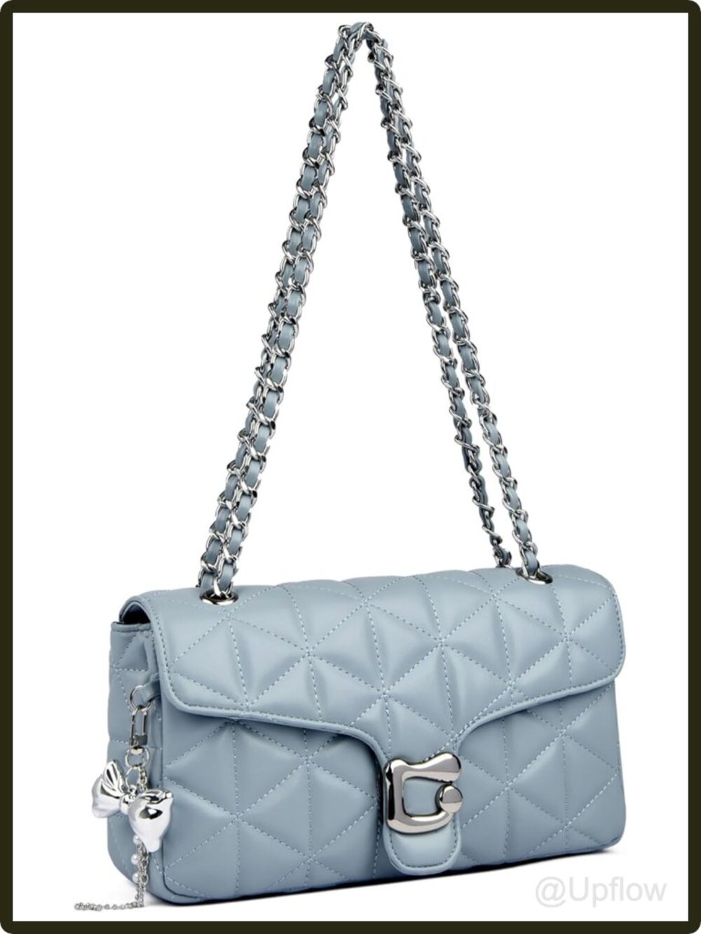 Women's Quilted Small Crossbody Bag Vegan Leather Chain Shoulder Purse